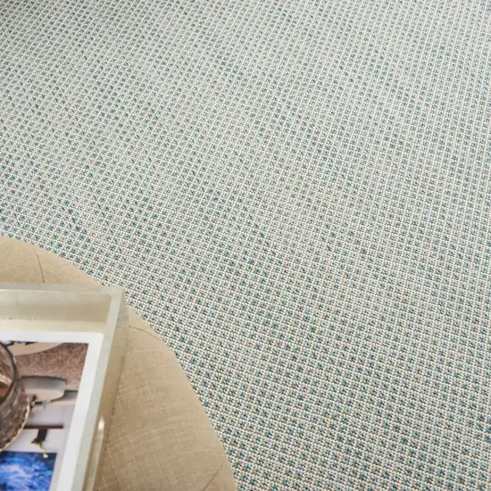 Aqua Geometric Power Loom Area Rug Photo 6