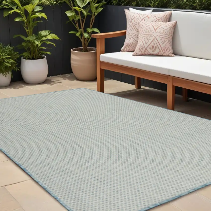 Aqua Geometric Power Loom Area Rug Photo 1
