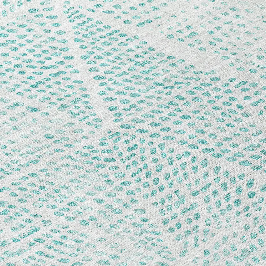 Aqua Geometric Washable Non Skid Indoor Outdoor Area Rug Photo 9
