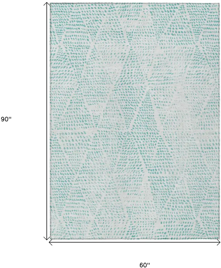 Aqua Geometric Washable Non Skid Indoor Outdoor Area Rug Photo 3