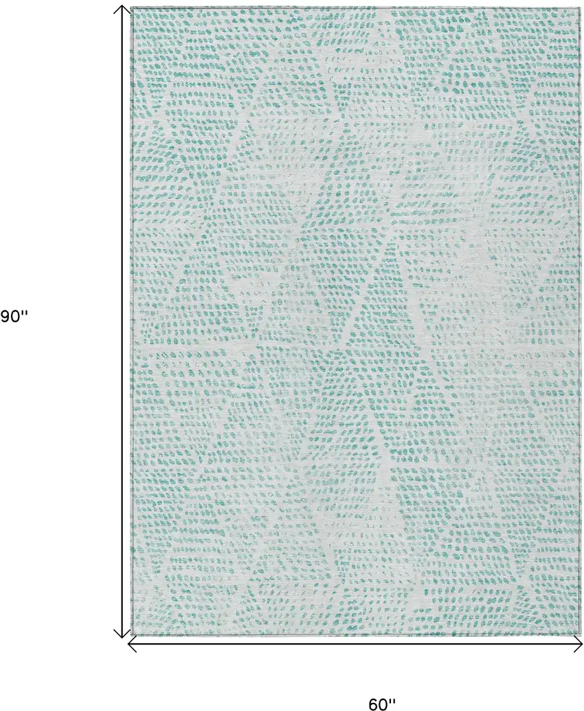 Aqua Geometric Washable Non Skid Indoor Outdoor Area Rug Photo 3