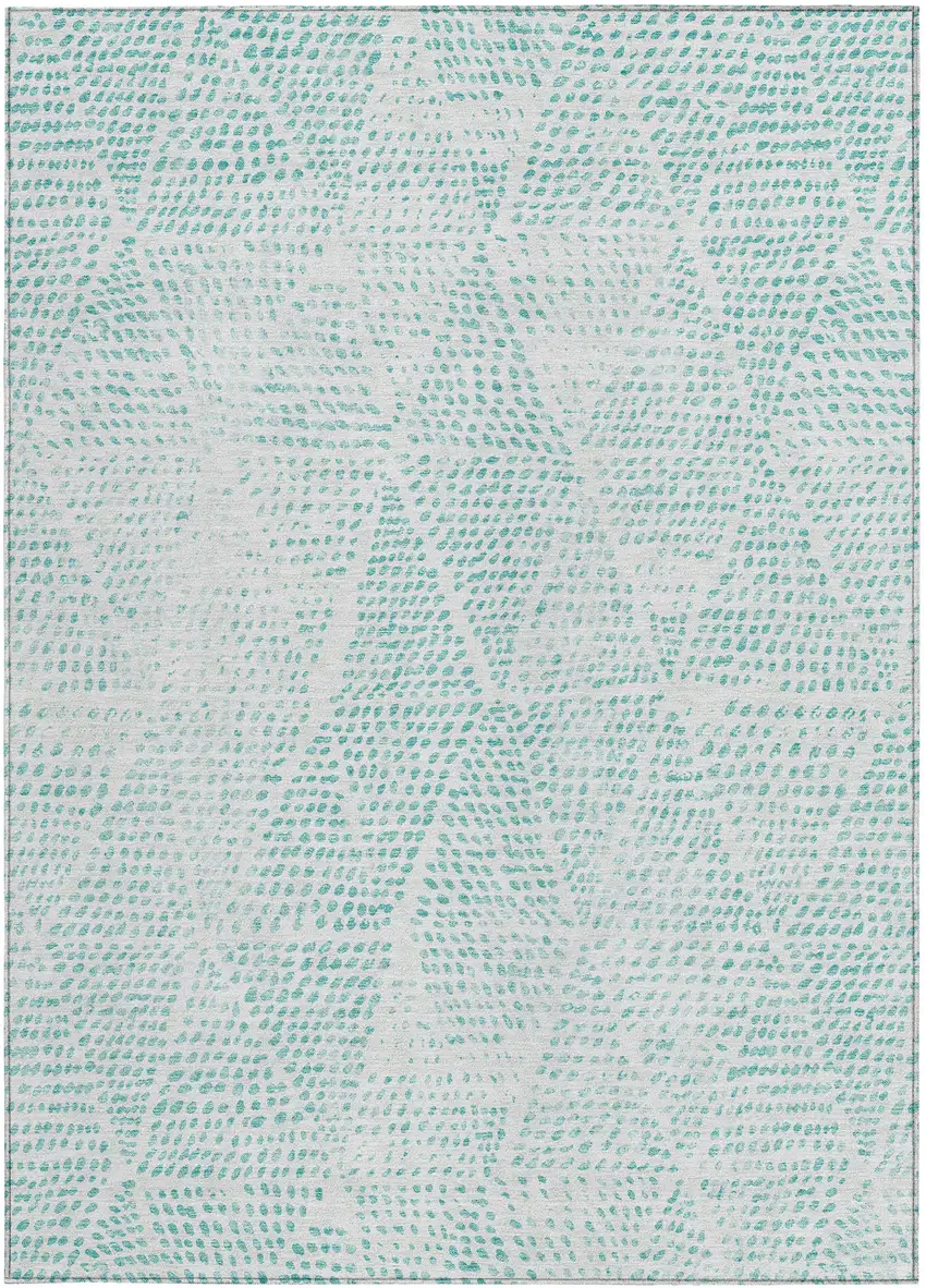 Aqua Geometric Washable Non Skid Indoor Outdoor Area Rug Photo 5
