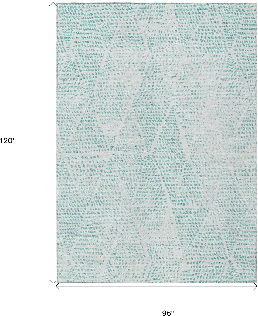 Aqua And Ivory Geometric Washable Indoor Outdoor Area Rug Photo 3