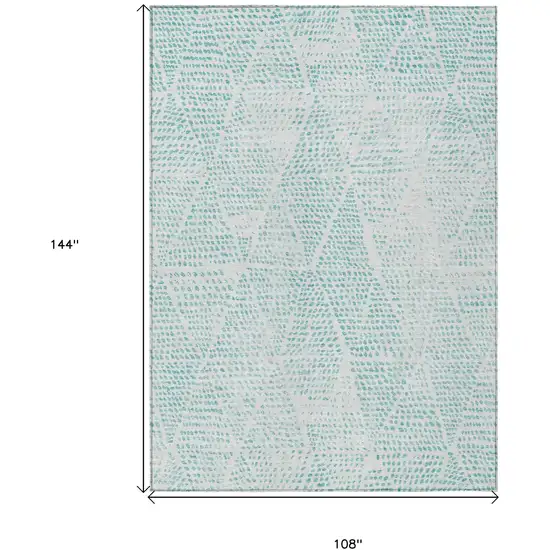 Aqua Geometric Washable Non Skid Indoor Outdoor Area Rug Photo 7