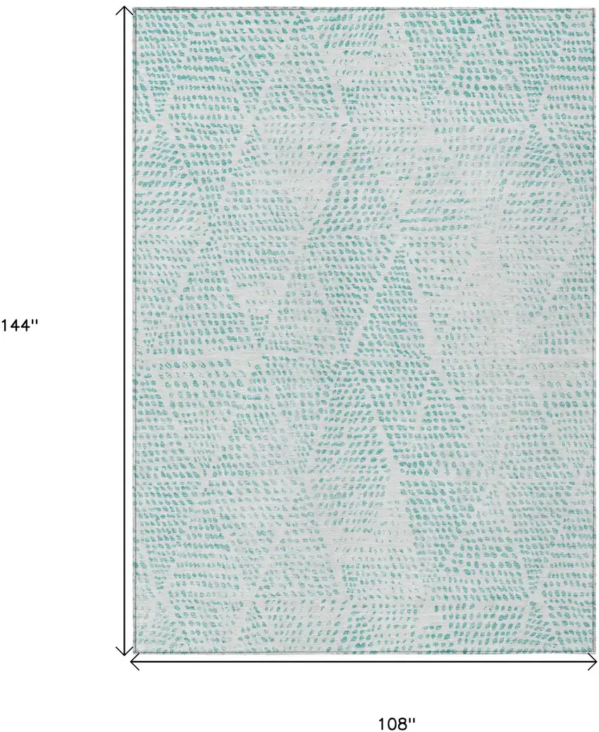Aqua Geometric Washable Non Skid Indoor Outdoor Area Rug Photo 7