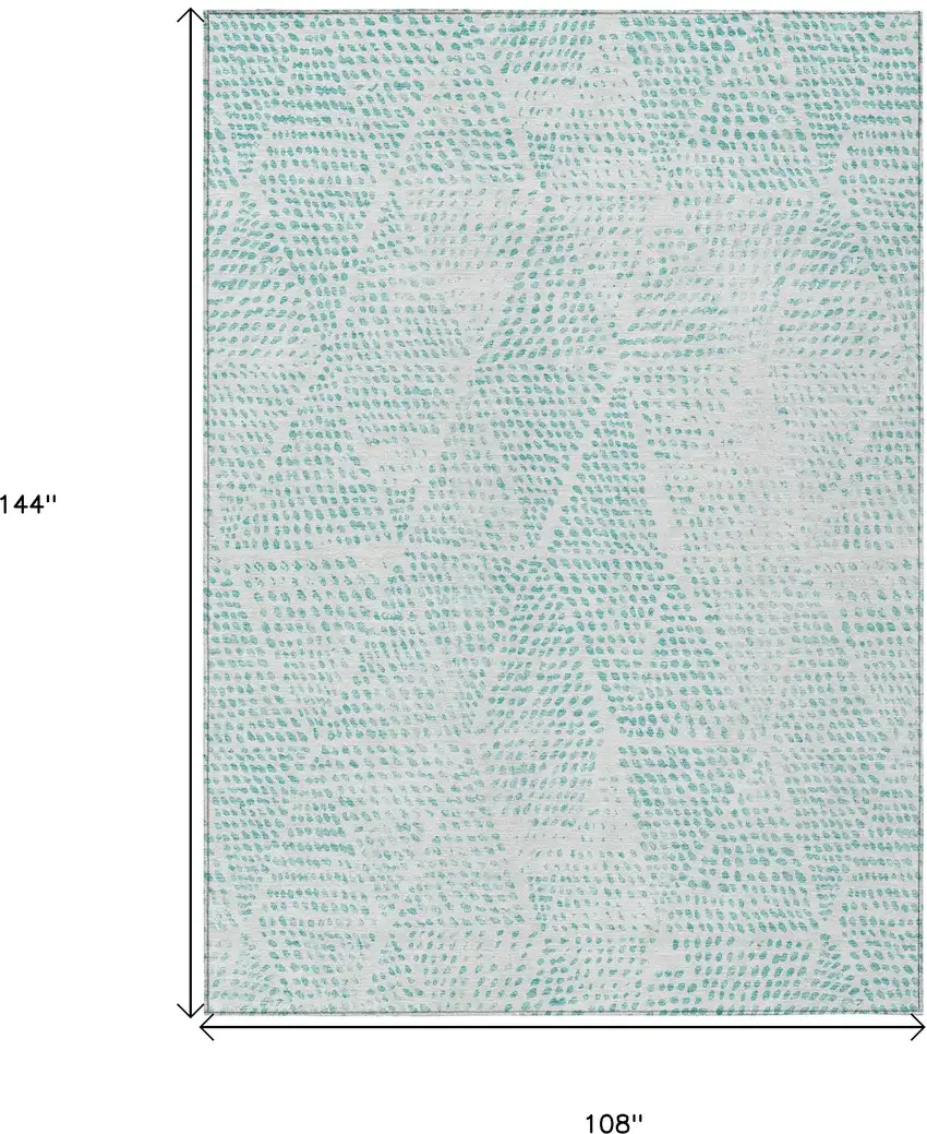 Aqua Geometric Washable Non Skid Indoor Outdoor Area Rug Photo 7