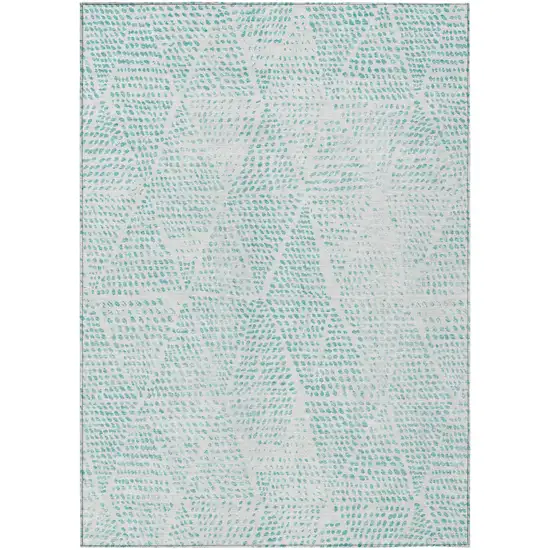 Aqua Geometric Washable Non Skid Indoor Outdoor Area Rug Photo 1