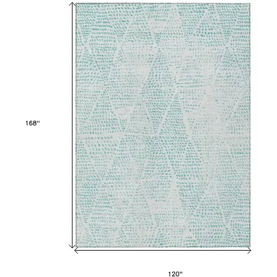 Aqua Geometric Washable Non Skid Indoor Outdoor Area Rug Photo 3