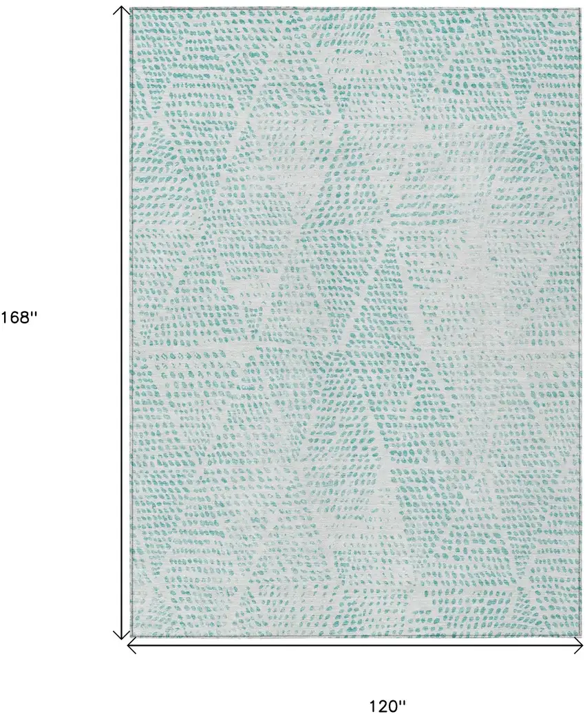 Aqua Geometric Washable Non Skid Indoor Outdoor Area Rug Photo 3
