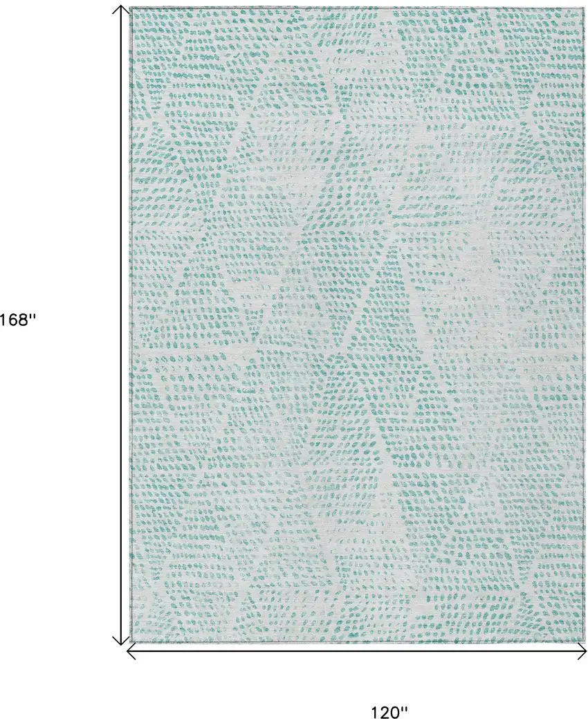 Aqua Geometric Washable Non Skid Indoor Outdoor Area Rug Photo 3