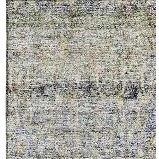 Aqua Gold And Gray Abstract Washable Area Rug With UV Protection Photo 3