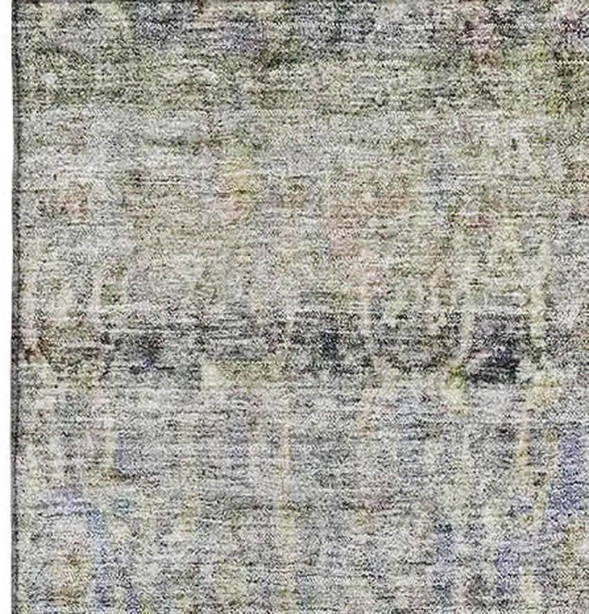 Aqua Gold And Gray Abstract Washable Area Rug With UV Protection Photo 3