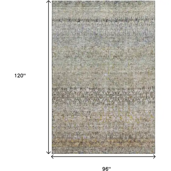 Aqua Gold And Gray Abstract Washable Area Rug With UV Protection Photo 7