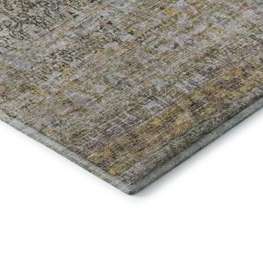 Aqua Gold And Gray Abstract Washable Area Rug With UV Protection Photo 6