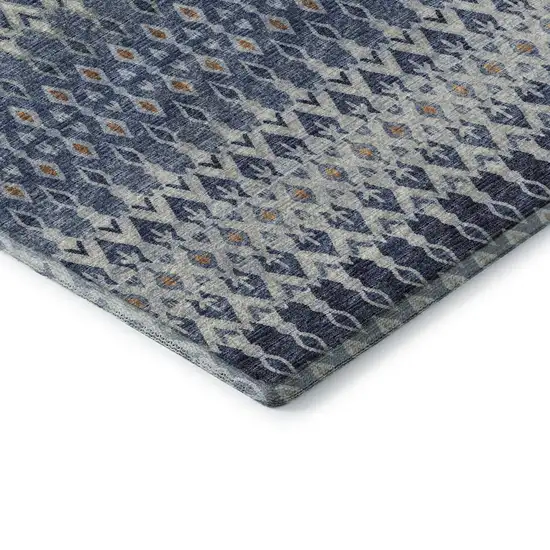 Aqua Gray And Orange Tribal Washable Area Rug With UV Protection Photo 9