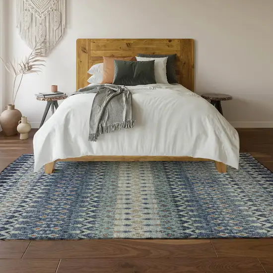 Aqua Gray And Orange Tribal Washable Area Rug With UV Protection Photo 7