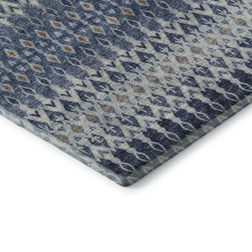 Aqua Gray And Orange Tribal Washable Area Rug With UV Protection Photo 8