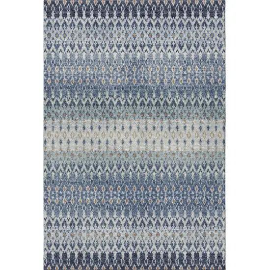 Aqua Gray And Orange Tribal Washable Area Rug With UV Protection Photo 4