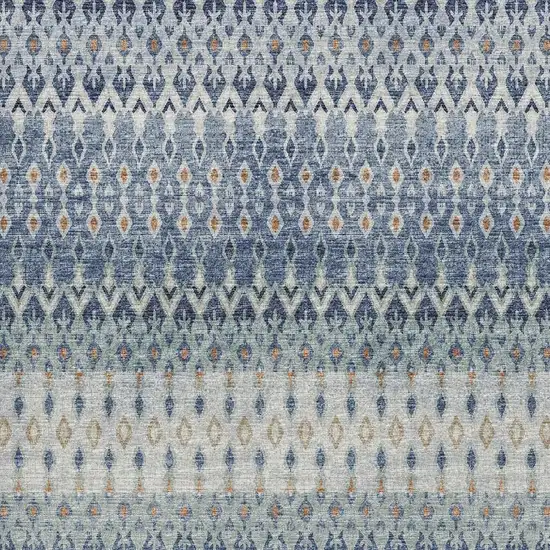 Aqua Gray And Orange Tribal Washable Area Rug With UV Protection Photo 4