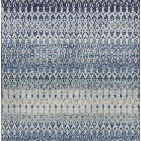 Aqua Gray And Orange Tribal Washable Area Rug With UV Protection Photo 4