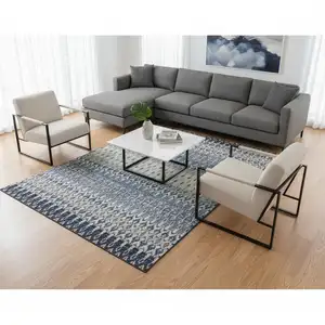 Photo of Aqua Gray And Orange Tribal Washable Area Rug With UV Protection