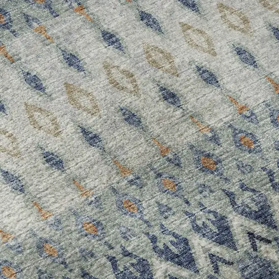 Aqua Gray And Orange Tribal Washable Area Rug With UV Protection Photo 9