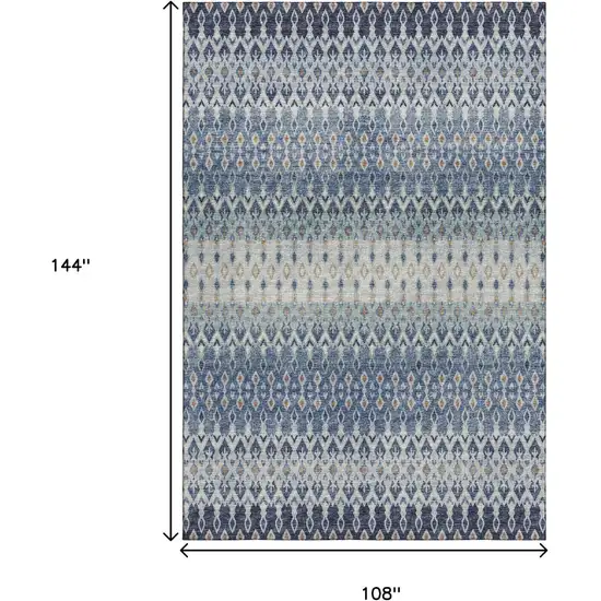 Aqua Gray And Orange Tribal Washable Area Rug With UV Protection Photo 3