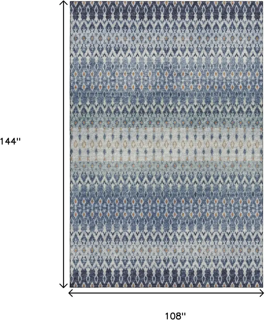 Aqua Gray And Orange Tribal Washable Area Rug With UV Protection Photo 3