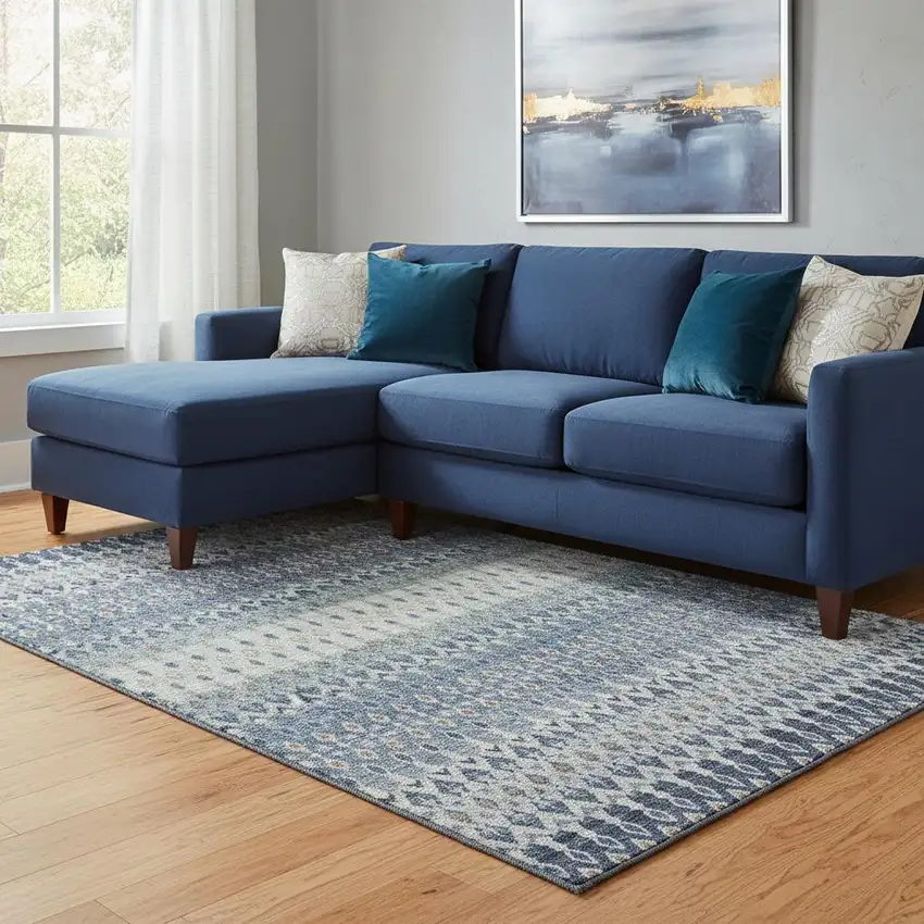 Aqua Gray And Orange Tribal Washable Area Rug With UV Protection Photo 1