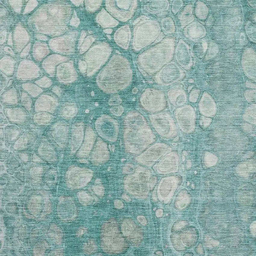 Aqua Gray And Silver Abstract Washable Area Rug With UV Protection Photo 3