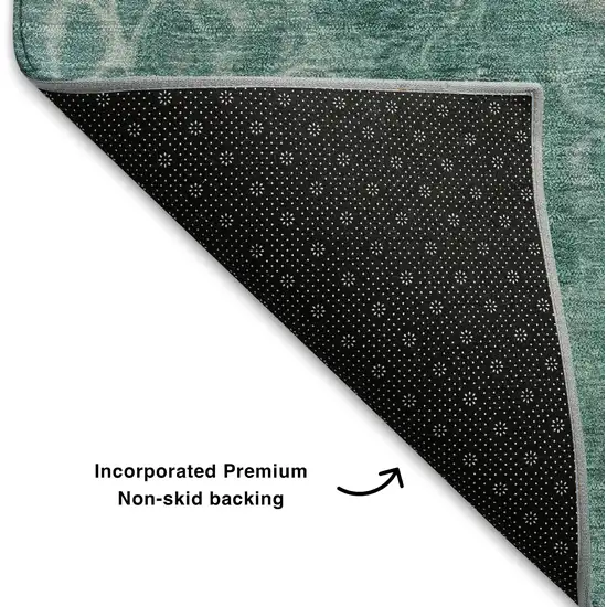 Aqua Gray And Silver Abstract Washable Area Rug With UV Protection Photo 7