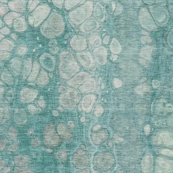 Aqua Gray And Silver Abstract Washable Area Rug With UV Protection Photo 3