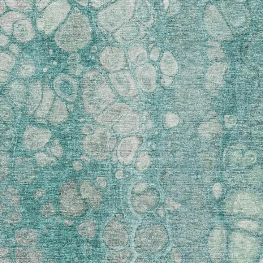 Aqua Gray And Silver Abstract Washable Area Rug With UV Protection Photo 3