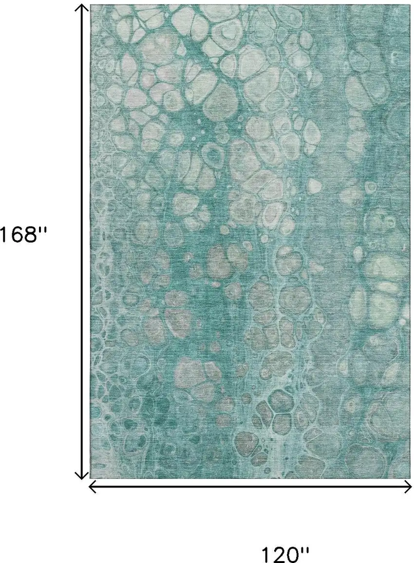 Aqua Gray And Silver Abstract Washable Area Rug With UV Protection Photo 9