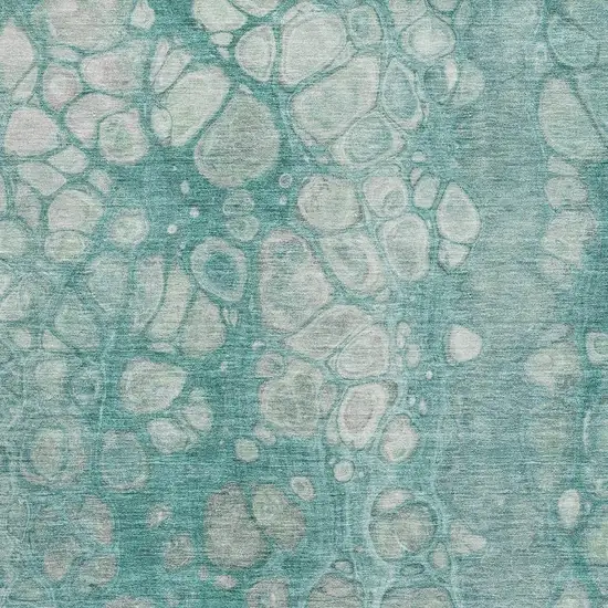 Aqua Gray And Silver Abstract Washable Area Rug With UV Protection Photo 3