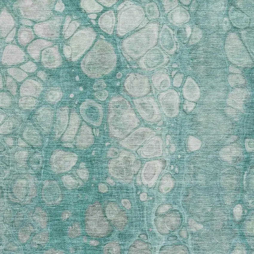 Aqua Gray And Silver Abstract Washable Area Rug With UV Protection Photo 3