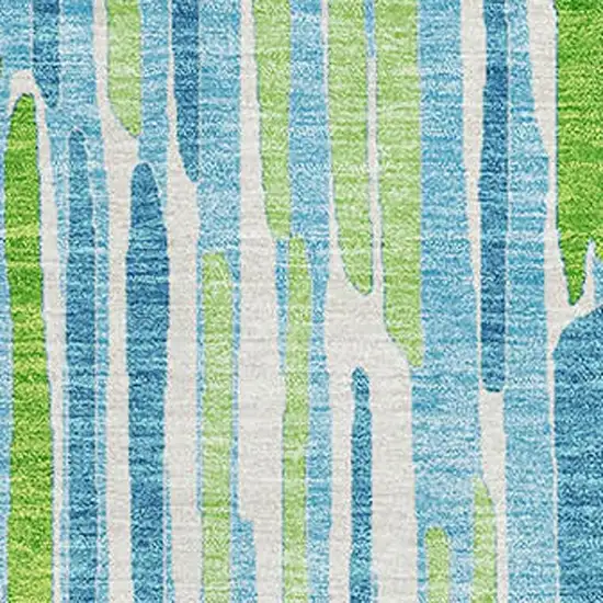 Aqua Green And Ivory Abstract Washable Area Rug With UV Protection Photo 3