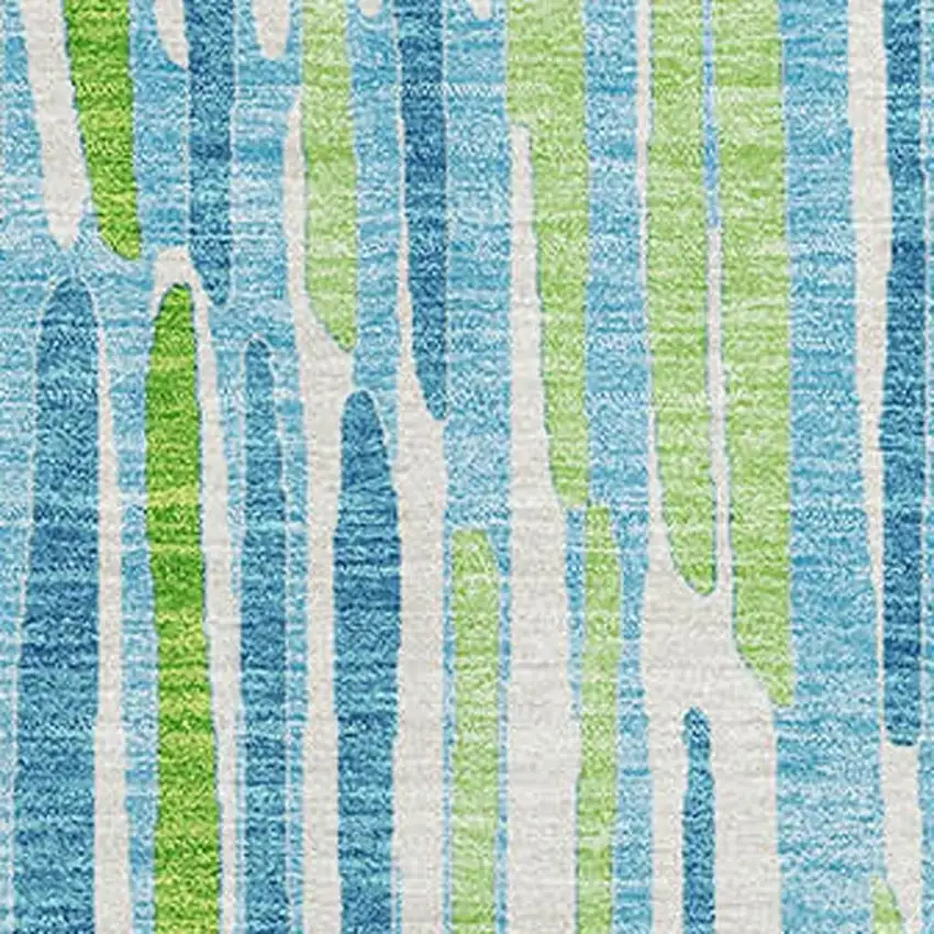 Aqua Green And Ivory Abstract Washable Area Rug With UV Protection Photo 3