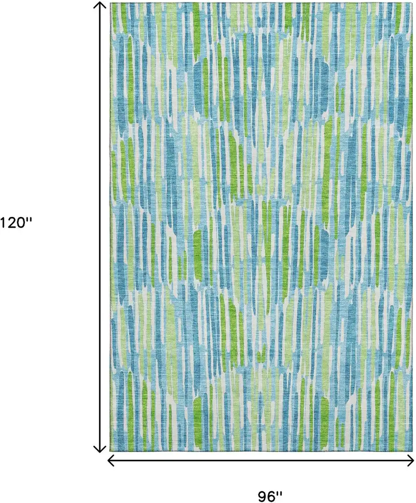 Aqua Green And Ivory Abstract Washable Area Rug With UV Protection Photo 3