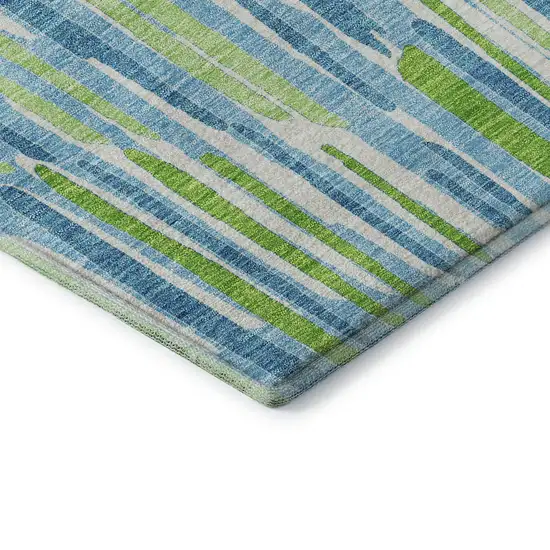 Aqua Green And Ivory Abstract Washable Area Rug With UV Protection Photo 8