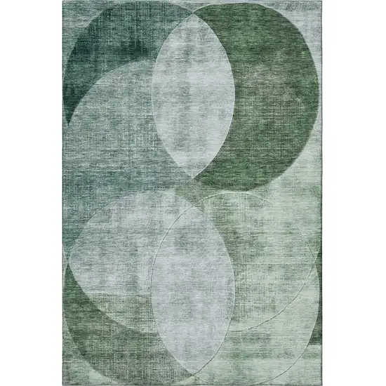 Aqua Green And Teal Geometric Washable Area Rug With UV Protection Photo 3