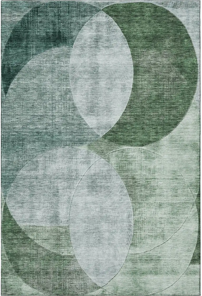 Aqua Green And Teal Geometric Washable Area Rug With UV Protection Photo 4