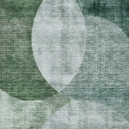 Aqua Green And Teal Geometric Washable Area Rug With UV Protection Photo 2