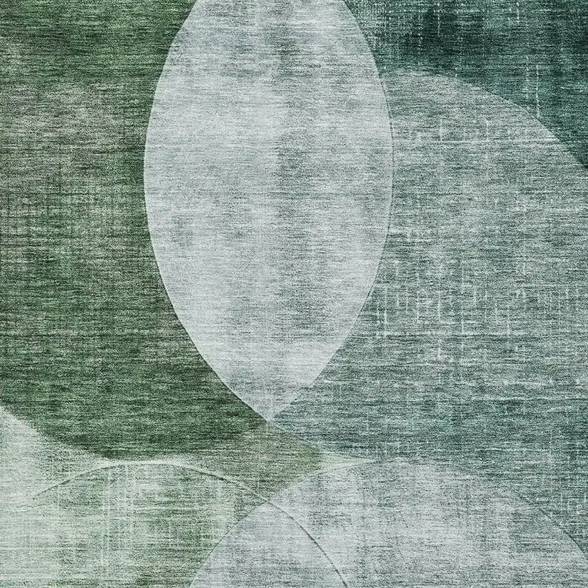 Aqua Green And Teal Geometric Washable Area Rug With UV Protection Photo 2