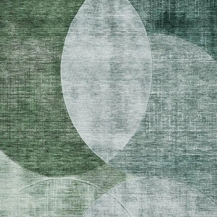 Aqua Green And Teal Geometric Washable Area Rug With UV Protection Photo 2