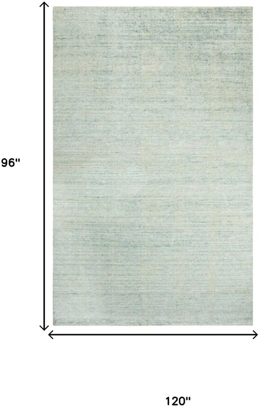 Aqua Green Silver And Ivory Wool Hand Loomed Area Rug Photo 6