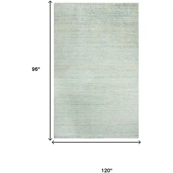 Aqua Green Silver And Ivory Wool Hand Loomed Area Rug Photo 6