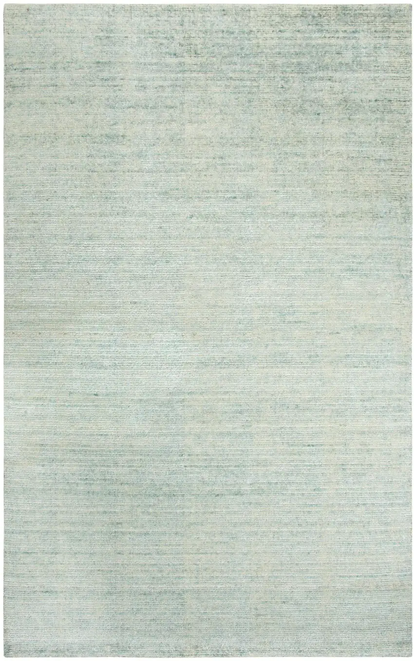 Aqua Green Silver And Ivory Wool Hand Loomed Area Rug Photo 1