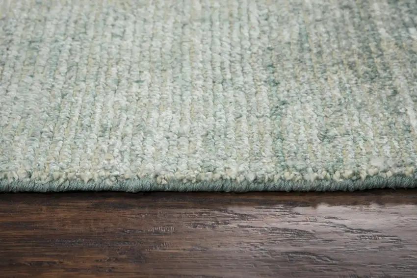 Aqua Green Silver And Ivory Wool Hand Loomed Area Rug Photo 5