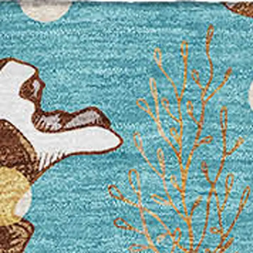 Aqua Ivory And Beige Geometric Washable Area Rug With UV Protection Photo 3